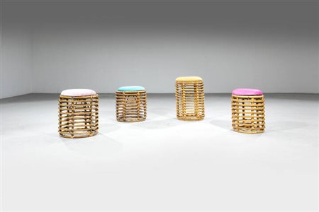 TITO AGNOLI<BR>Set di quattro sgabelli