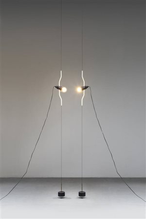 ACHILLE CASTIGLIONI, PIO MANZU'<BR>Coppia di lampade mod. Parentesi