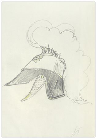 ENRICO BAJ Milano 1924 – Vergiate 2003 Senza titolo (Elmo) Grafite e pastello...