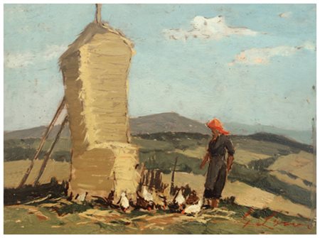 GIOVANNI LOMI Ardenza 1889 – Ardenza 1969 Paesaggio toscano 1940 ca. Olio su...