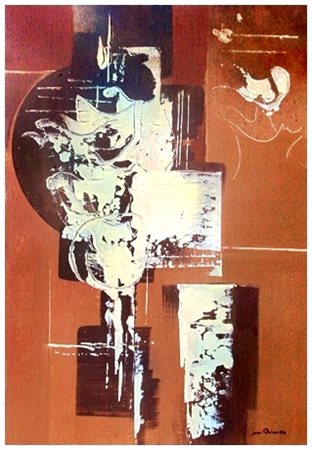 MARIO BIONDA Torino 1913 – Penango 1985 Frontale bianco Olio su juta 70 x 50....