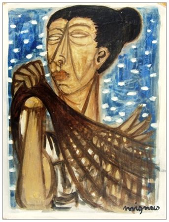 GIUSEPPE MIGNECO Messina 1908 – Milano 1997 Senza titolo Olio su faesite 40 x...