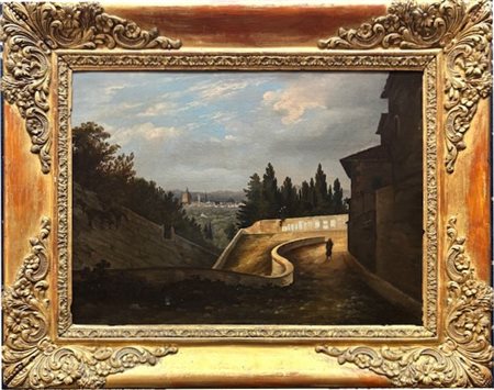 Attr. Achille Vertunni Napoli 1826 - Roma 1897 Veduta di Firenze 