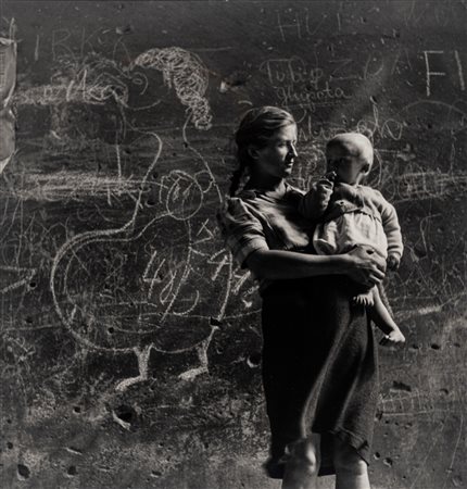 Werner Bischof (1916 - 1954)  - Pregnant woman with child in Warsaw, 1948