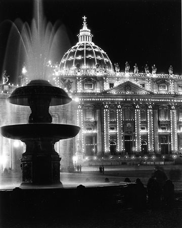 Alfred Eisenstaedt (1898 - 1995)  - St. Peter's Basilica light up during Holy Year, Rome, 1934