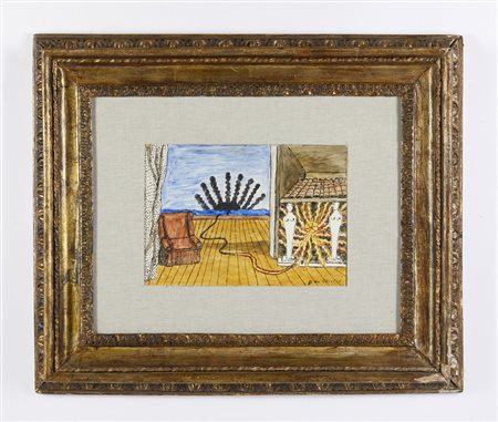 DE CHIRICO GIORGIO (1888 - 1978) - IL SOLE NEL CAMINETTO (ANNI'70 circa).