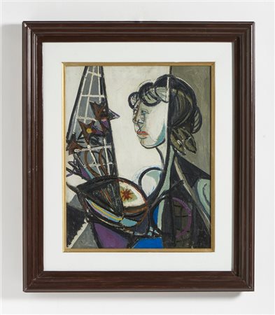 BIROLLI RENATO (1905 - 1959) - RAGAZZA CON FIORI.