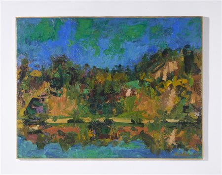 MORLOTTI ENNIO (1910 - 1992) - PAESAGGIO SUL FIUME (ADDA).