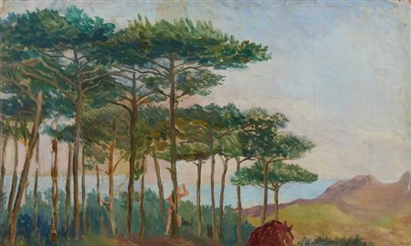 GUTTUSO RENATO (1912 - 1987) - PINETA CON TESTA DI CAVALLO.