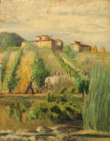 A. MENEGATTI, "Paesaggio campestre", anni '80
