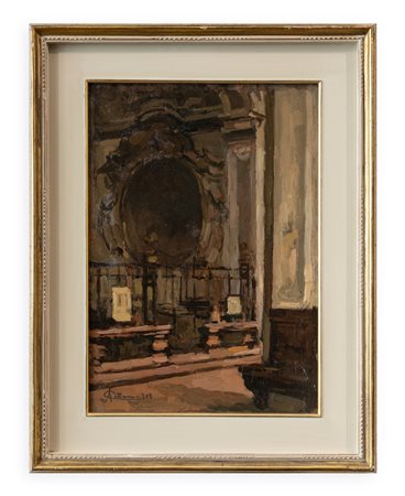ACHILLE CATTANEO (1872-1932) - Interno della Chiesa di S. Marco, 1918
