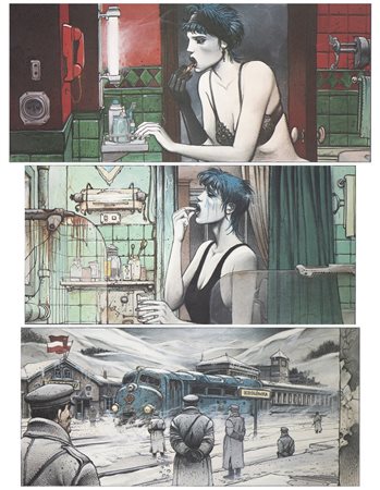 Bilal Enki (n. 1951) - Illustrazioni per La donna trappola e La fiera degli immortali.