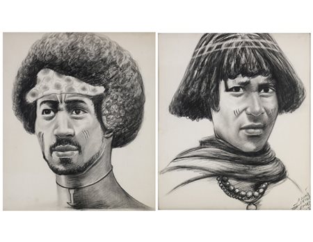 Autore non identificato - DUE RITRATTI DI GRANDE FATTURA DI TIPI UMANI.