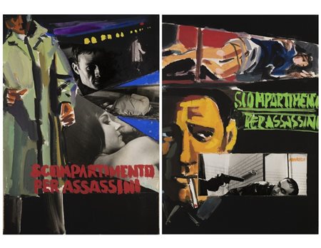 Acerbo Manfredo (1913 - 1989) - Due bozzetti per il film "Scompartimento per assassini" di Costantin Costa Gavras .