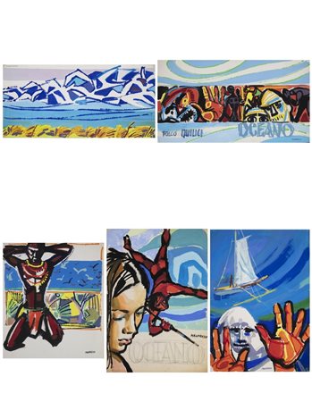 Acerbo Manfredo (1913 - 1989) - 5 Bozzetti per il film di Folco Quilici "Oceano". .