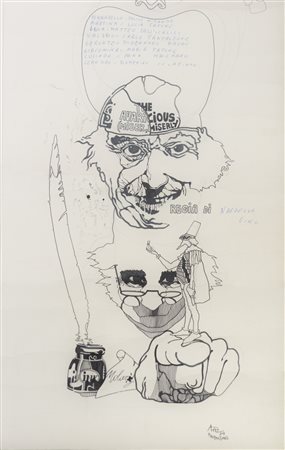 ANDREA PAZIENZA. Strardinario e rarissimo Bozzetto per spettacolo "The avaricious" Miser, Miserly da Moliere diretto da Gino Nardella