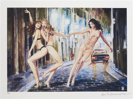 MANARA MILO (n. 1945) - Ragazze in strada.