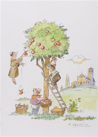 GAVIOLI GIno (1923 - 2016) - Illustrazione umoristica dalla Gamma Film a Carosello.