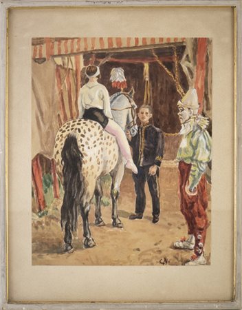 Autore non identificato - Illustrazione di una scena del circo.