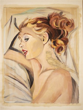 AUTORE NON IDENTIFICATO - Ritratto con canarino.