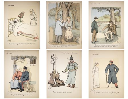 Geoffroy Jean Jules Henry (1853 - 1924) - Una serie di sei litografie sul tema della guerra.