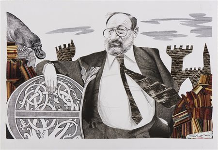 Sironi Fabio (n. 1956) - Ritratto di Umberto Eco.