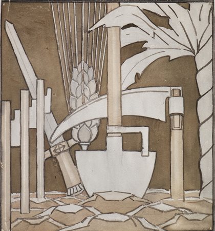 Autore non identificato - Illustrazione Art Deco' con le simbologie  dei classici strumenti del lavoro.