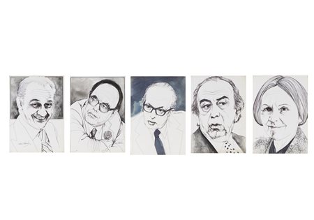 TEDESCHI NANI  (n. 1938) - LOTTO COMPOSTO DA N. 5 RITRATTI.