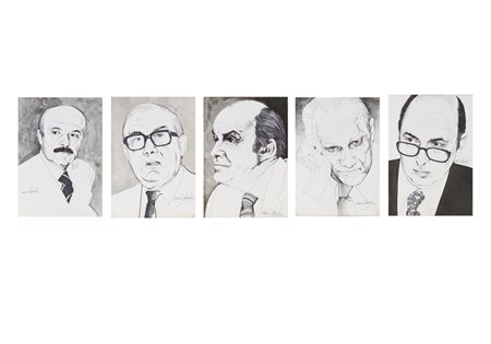 TEDESCHI NANI  (n. 1938) - LOTTO COMPOSTO DA N. 5 RITRATTI.