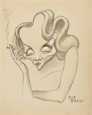 Tirelli Umberto (1871 - 1954) - Ritratto di Marlene Dietrich.