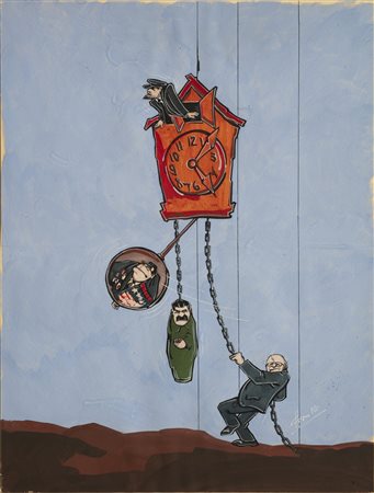 AUTORE NON IDENTIFICATO - Vignetta satirica sui grandi leader dell'ex Unione Sovietica.