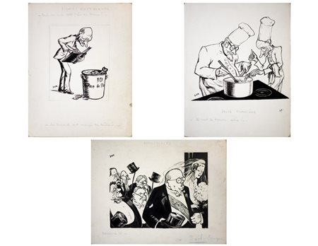 DOR - Tre illustrazioni satiriche: Matrimonio, Segni esteriori,  Sauce Financiere.