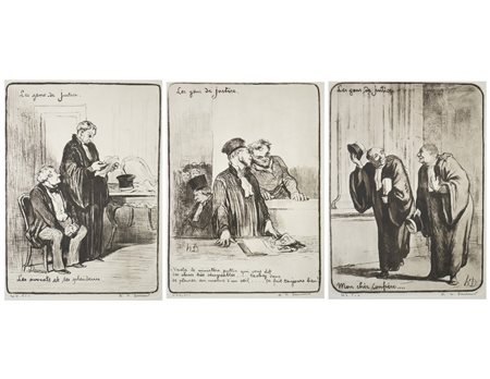 DAUMIER HONORÈ (1808 - 1879) - Tre litografie della serie celebre "Gens de Justice".