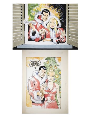 Paludetti Franco (1924 - 2008) - Diabolik ed Eva Kant. Auguri di Natale.