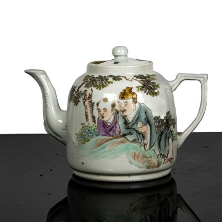 Teiera Qian Jian Chai dipinta con figure, Republic Periodo 20° secolo