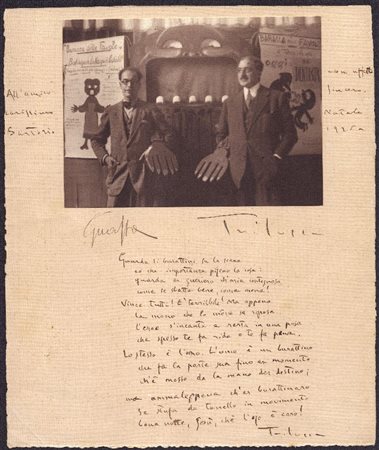  
TRILUSSA , Guasta -  foto e componimento autografi 1926
 cm.25x30