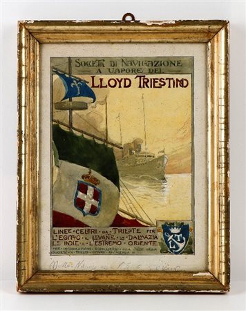  
LLOYD TRIESTINO bozzetto pubblicitario  1910s
Acquarello cm.23x32