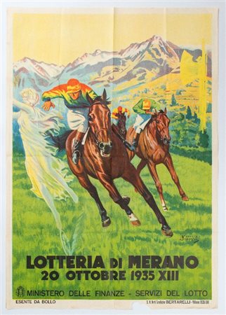  
Scarafoni - Manifesto - LOTTERIA DI MERANO 1935
 cm.100x70