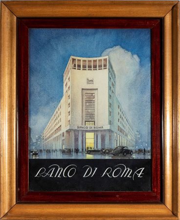  
BANCO DI ROMA bozzetto pubblicitario anni '930 
 cm.37x28