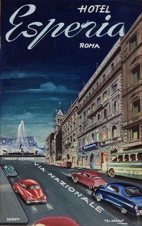  
HOTEL ESPERIA - bozzetto pubblicitario 1952
 cm.37x24