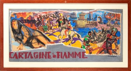  
Manfredo - Bozzetto - Cartagine in Fiamme  1959
 cm.70x33