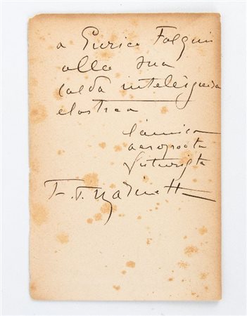  
F.T.Marinetti dedica ed autografo  
 18x12