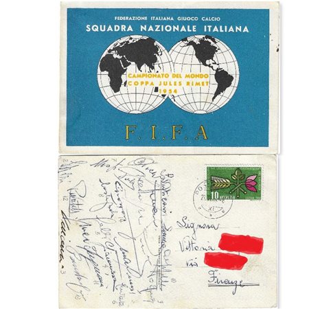  
FIFA cartolina mondiali calcio 1954 autografata 1954
 cm.10,5x15