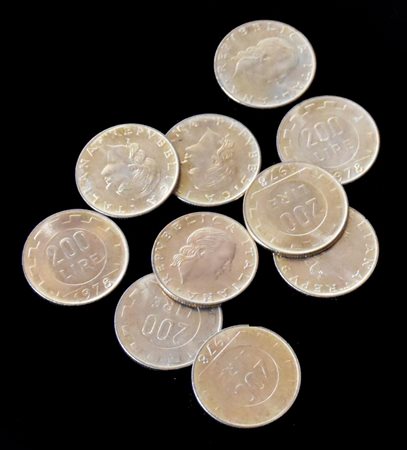 10 MONETE REPUBBLICA ITALIANA 1978 10 monete da Lire 200