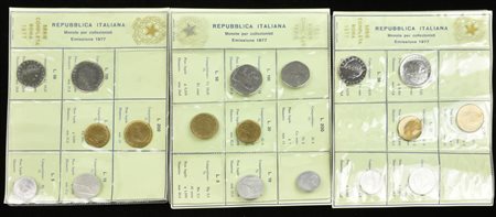LOTTO DI MONETE composto da 3 blister contenenti 6 monete del 1977 ciascuno:...