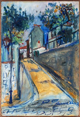 Maurice Utrillo (Parigi 26/12/1883 - Dax 5/11/1955) Rue Norvins firmato in...