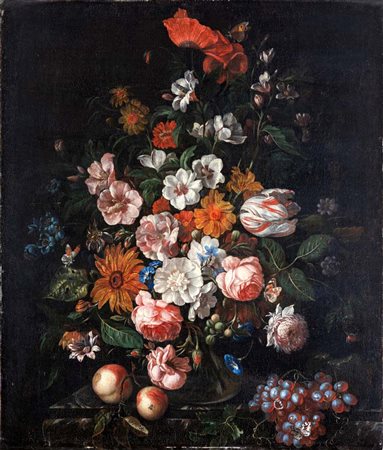 Pieter Hardimé (Anversa 1677 - L'Aia 1748) Natura morta di fiori in un vaso...