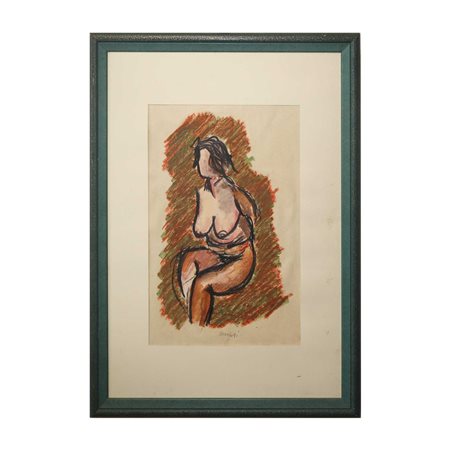 Ennio  Morlotti (Lecco  1910 - Milano 1992)  - Nudo, donna seduta