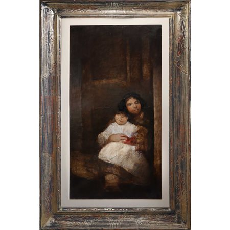 Alessandro Kokocinski (Porto Recanati 1948 - Tuscania 2017)  - Senza titolo, bambini in un interno.