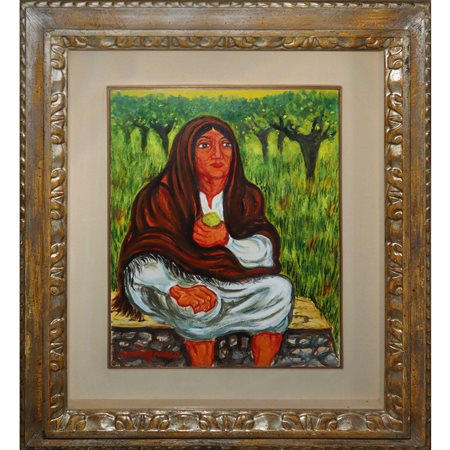 Giuseppe Migneco (Messina  1903 - Milano  1997)  - Raccoglitrice di limoni, 1980s